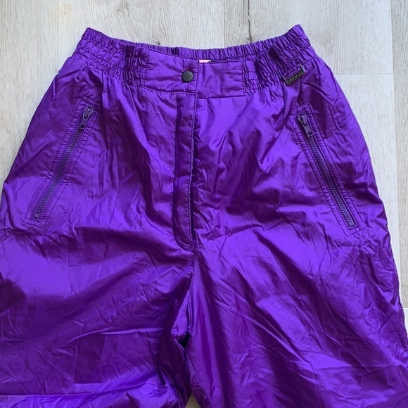 Vintage Edelweiss Purple Ski Snow Pants high waist shimmer retro size 14 women’s - Picture 5 of 15